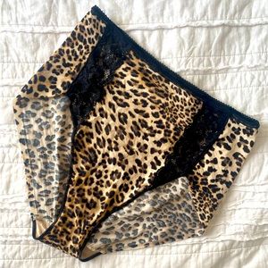 NWOT Soma Leopard Print & Black Lace Modern Brief sz Large